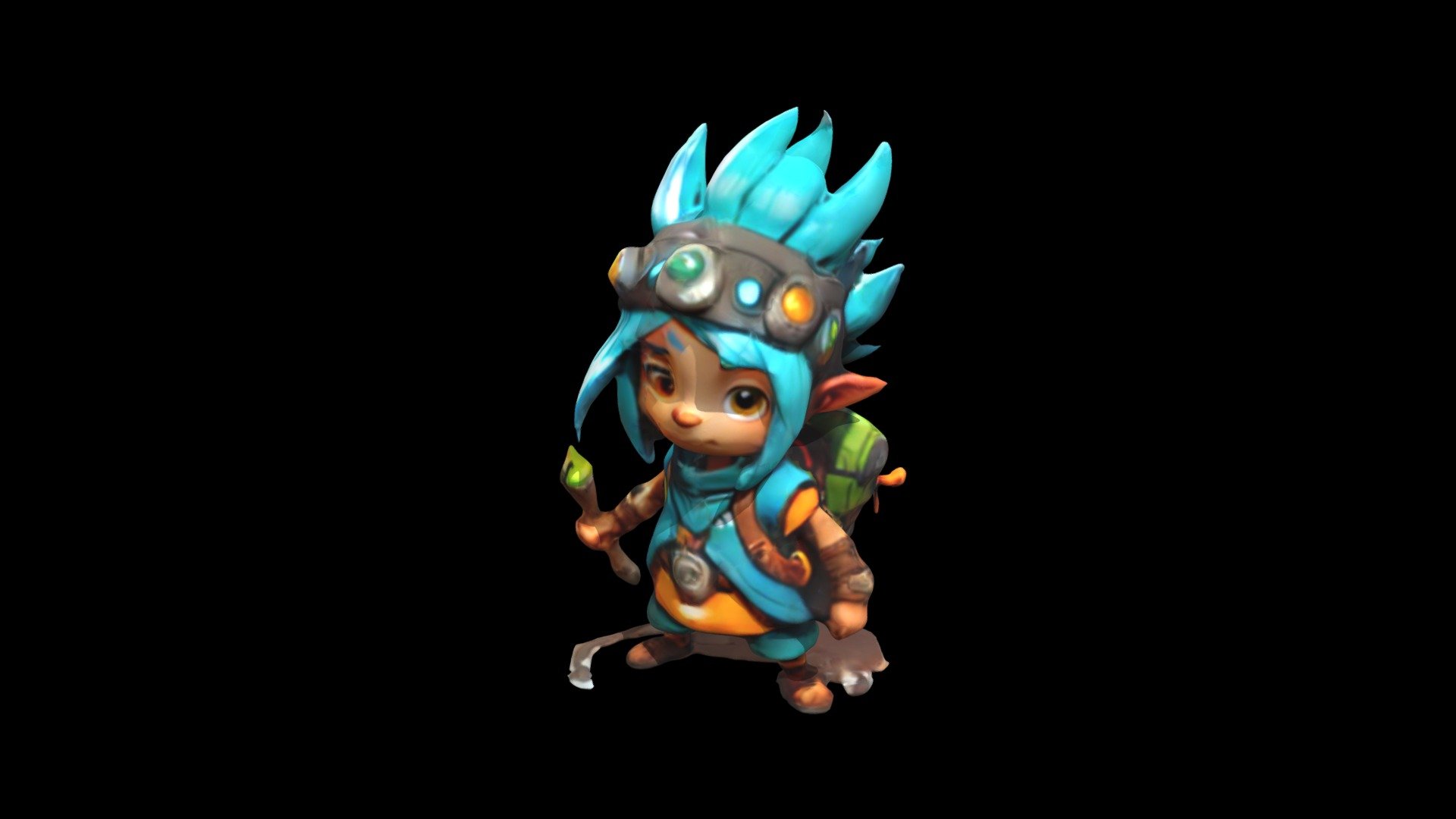 a cartoon character with blue hair and a back - Download Free 3D model ...
