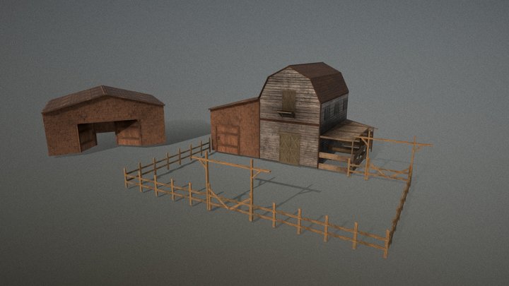 Granja Western Texturizada 3D Model