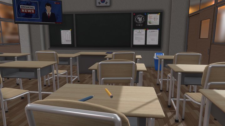Korean highschool classroom 3D Model