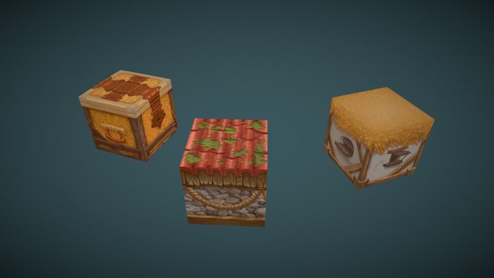 CGMA Hand painted Boxes 3D Model