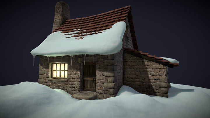 Small house in the snow 3D Model