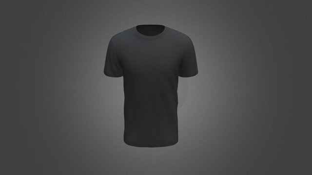 T- Shirt Round Neck Black 3D Model