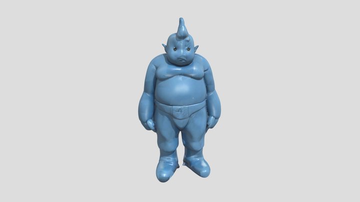 Blue Figurine on Grid 3D Model