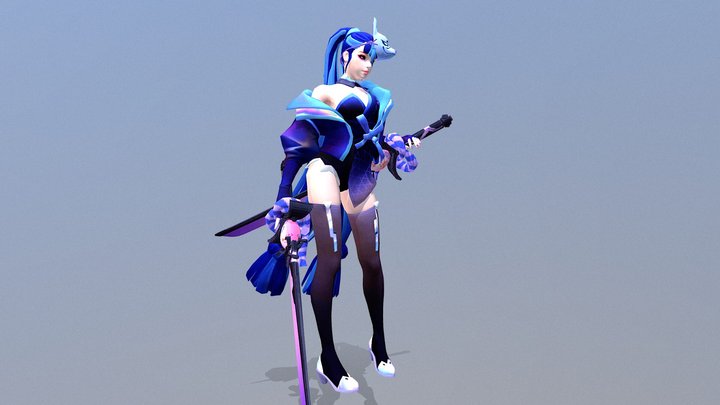 FREE MMO RPG Female 4k High-Contrast 3D Model