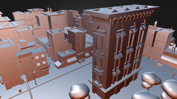 Town City Low Polygon 3D Model