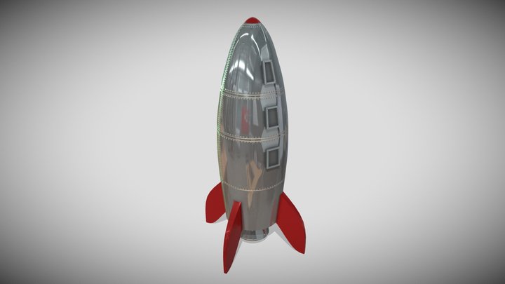 Sci-fi Retro Rocket 3D Model