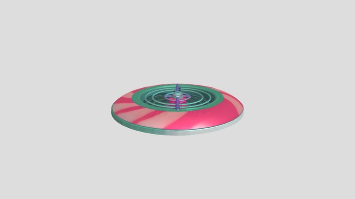 pink and green striped circular fan 3D Model