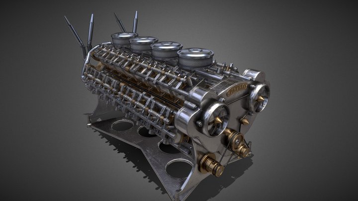 [Animation] 32 Cylinder Engine - Motor Patelo 3D Model