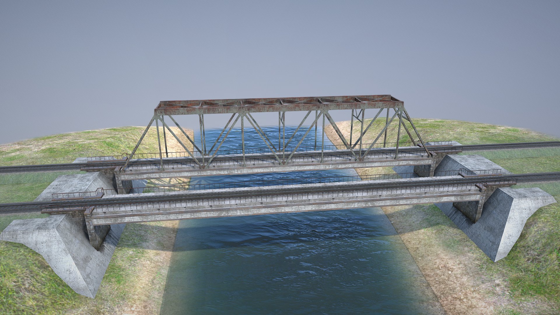 3D model RW Bridge Vologda II - This is a 3D model of the RW Bridge Vologda II. The 3D model is about a bridge over a body of water.
