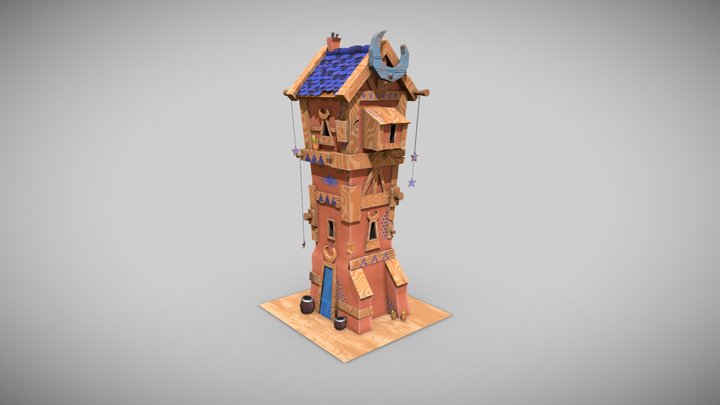 Moon House (low poly model) 3D Model