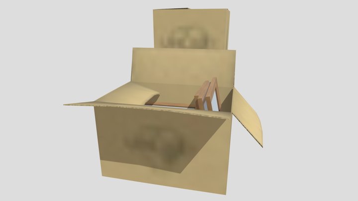 段ボール箱、額縁(テクスチャ) 3D Model