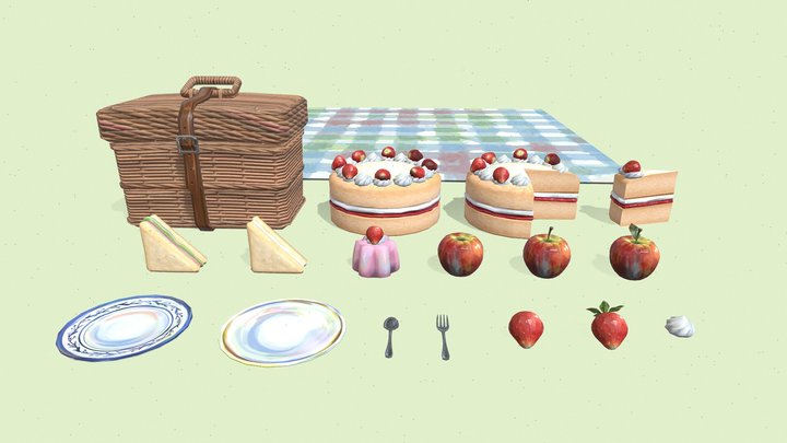 Stylised Picnic Prop Set 3D Model