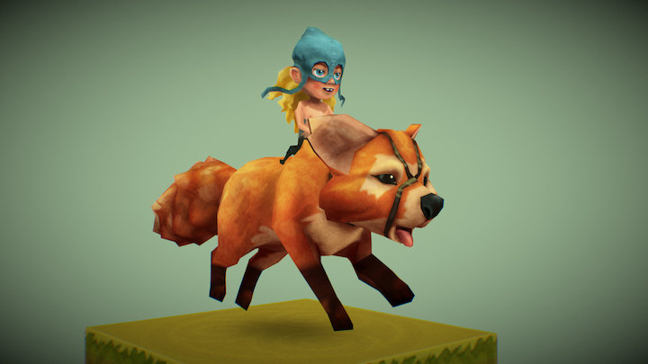 Foxmount with child 3D Model