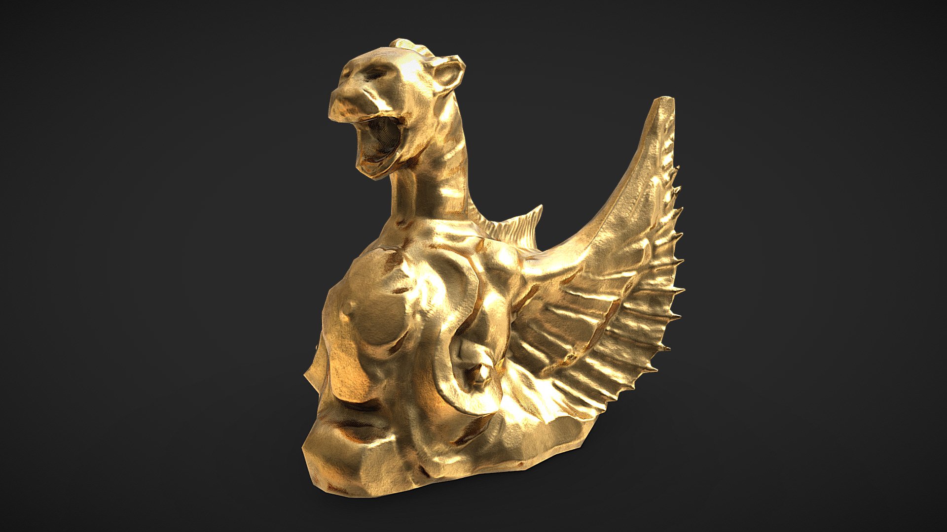Golden Lion-Bird-Fish-Thing Statuette