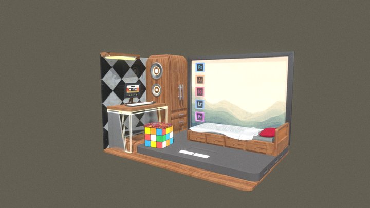 80's Retro Designer Room 3D Model