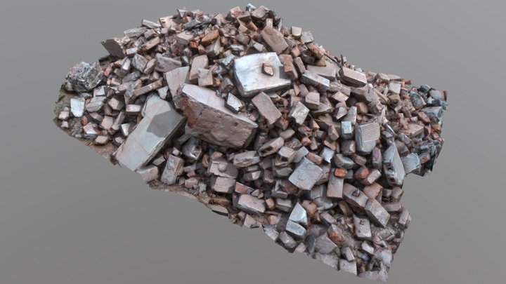 Low Poly Heap of construction debris bricks 3D Model