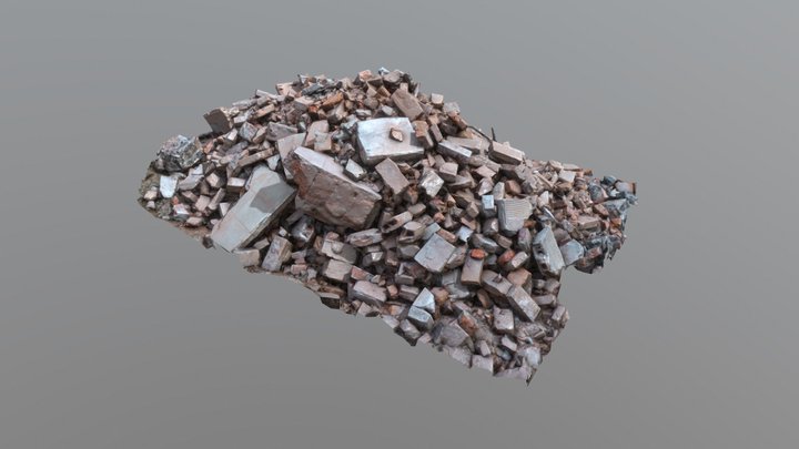 Low Poly Heap of construction debris bricks 3D Model