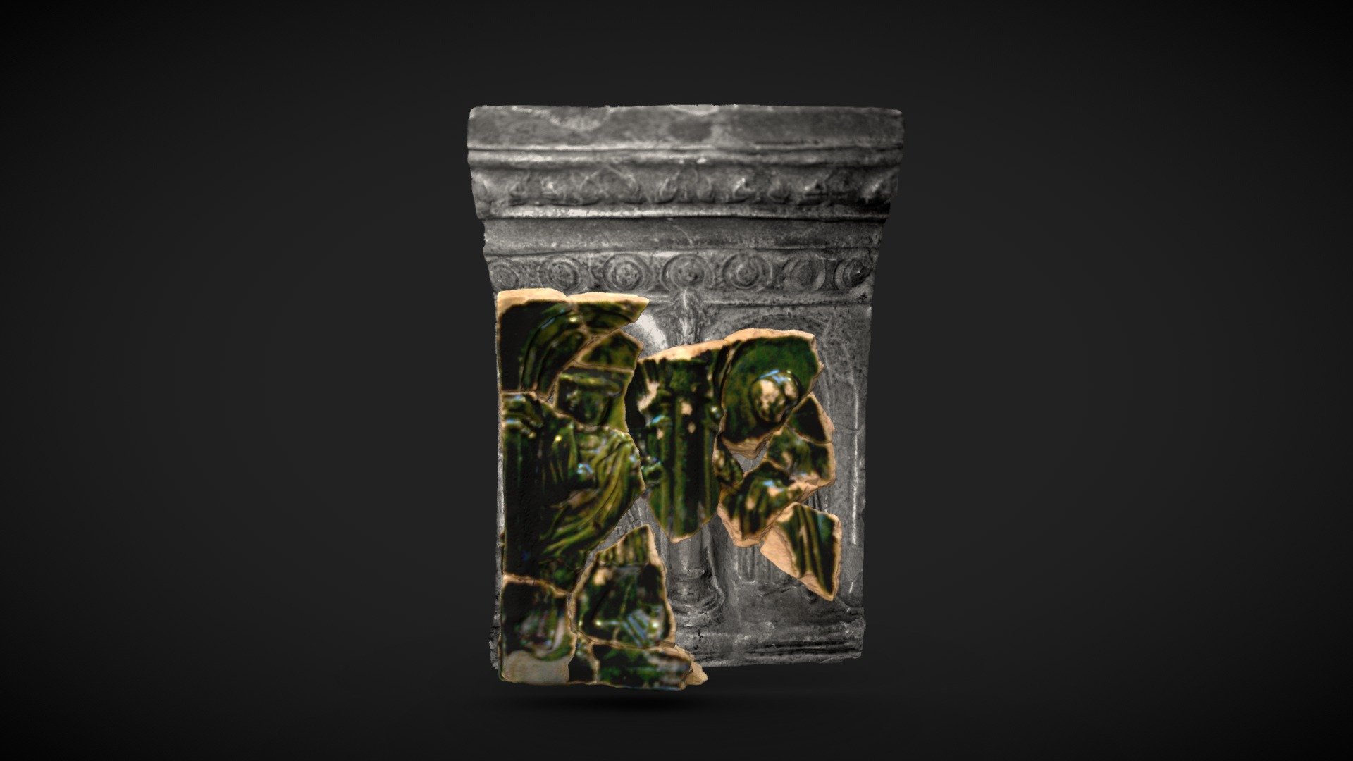Wreath tile with lovers - Reconstruction — Sketchfab embed 3D viewer
