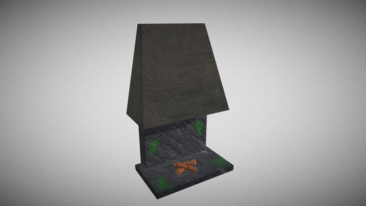 Brutalist Fireplace 3D Model