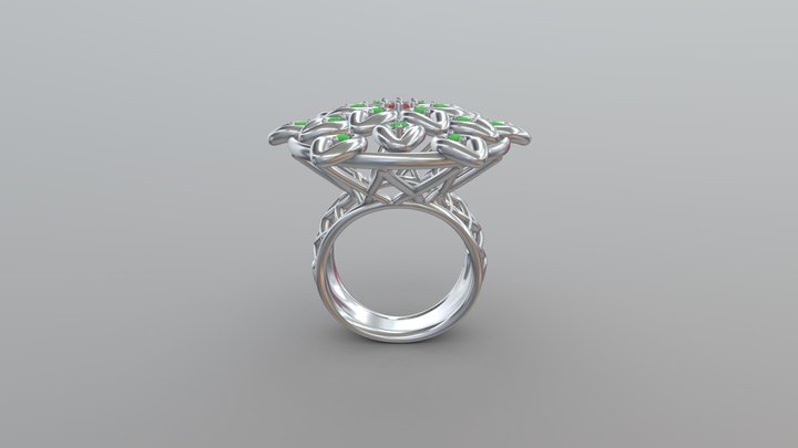 JVJEWEL-Beautiful Flower Ring 3D Model