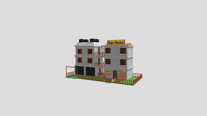 3d Low Poly HOSTEL Building Model 3D Model