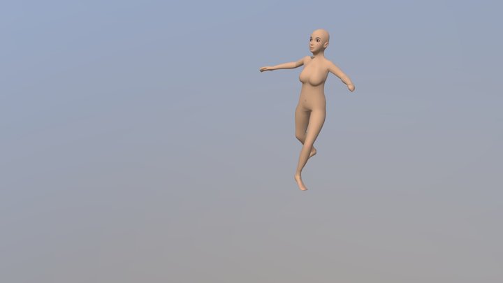 Base body with test animation - game ready 3D Model