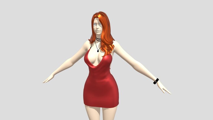 Female party dress 3D Model