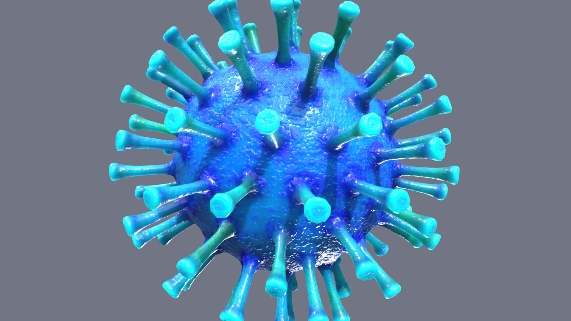 3D model Corona Virus Covid 19 - This is a 3D model of the Corona Virus Covid 19. The 3D model is about a blue flower with many small petals.