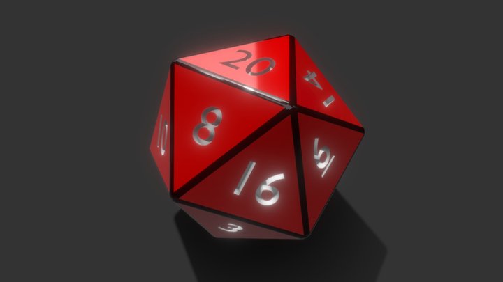 Twenty-sided dice (d20) 3D Model