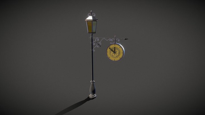 Clock Street Lamp - Vintage – Kostenloses 3D-Modell STL