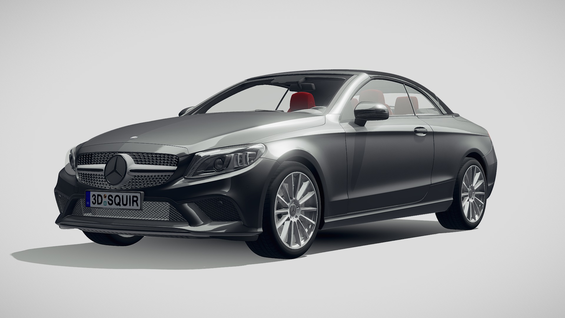 3D model Mercedes C class AMG cabrio 2019 - This is a 3D model of the Mercedes C class AMG cabrio 2019. The 3D model is about a black sports car with Holden Arboretum in the background.