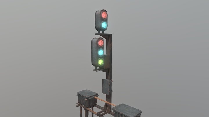 Soviet subway trafic light 3D Model