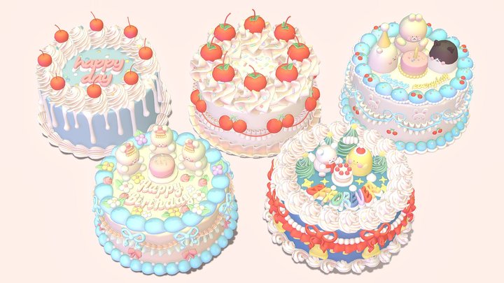 Stylized Cakes 3D Model