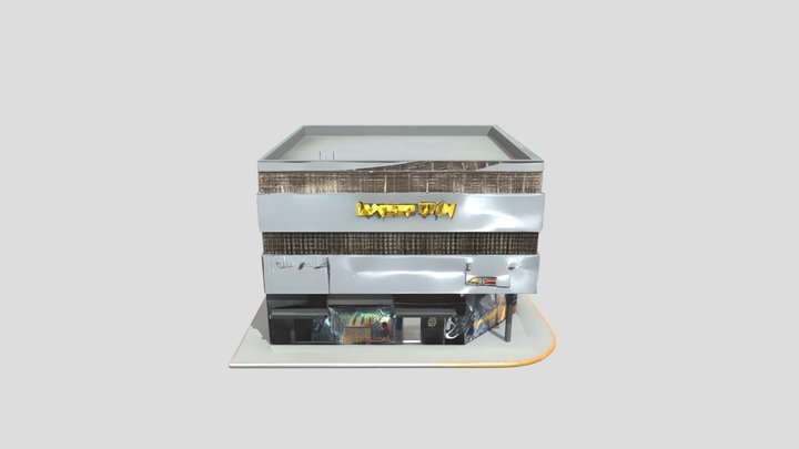 A scale model of a corner gym building. – Gratis 3D-model STL