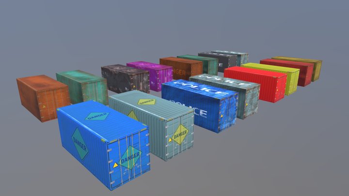 Low-poly Container 3D Model