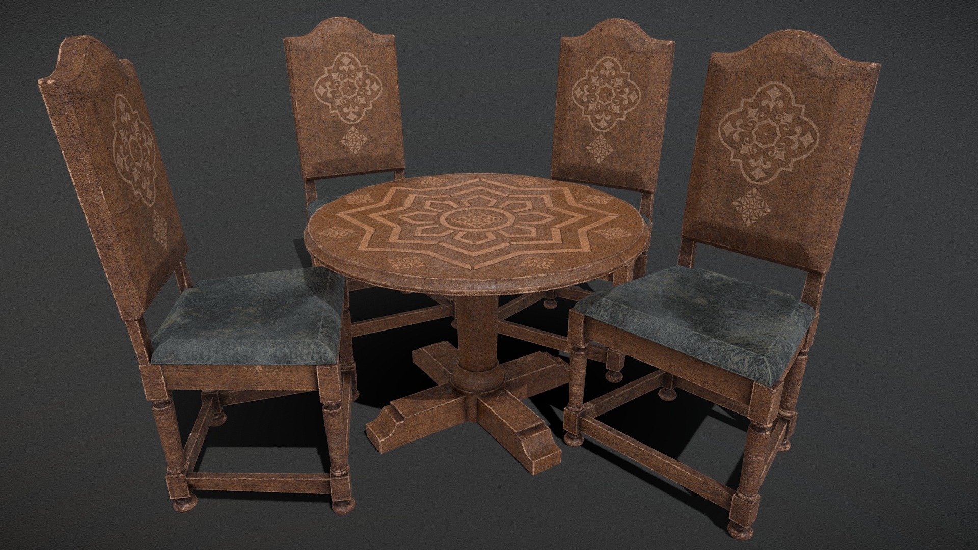 Round_Table_and_Chairs_FBX - Buy Royalty Free 3D Model By ...