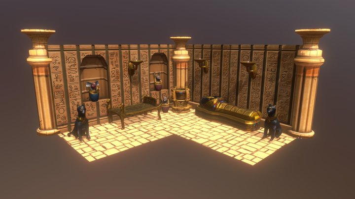 Egyptian Tomb Environment Diorama 3D Model