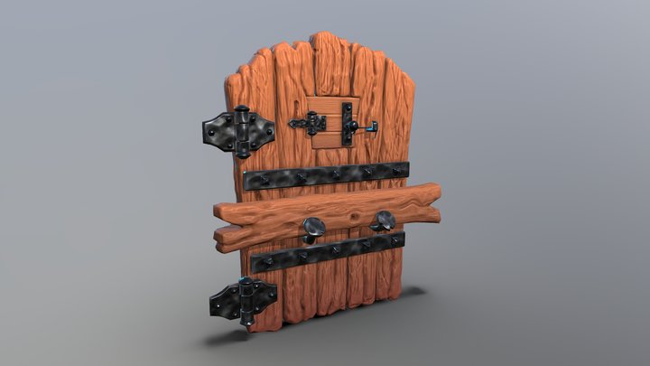 STYLIZED WOODEN MEDIEVAL DOOR 3D Model
