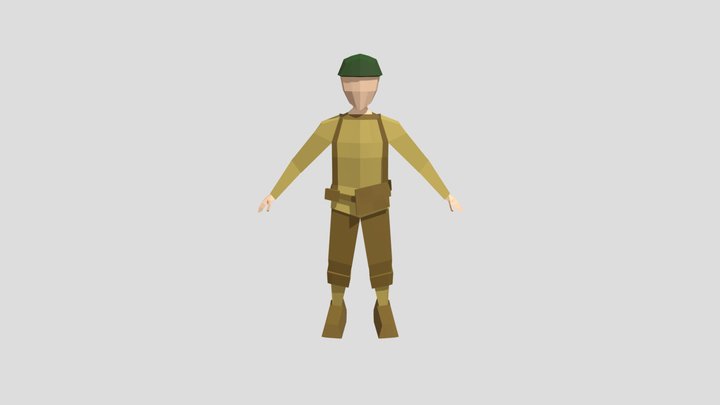 Low Poly WW2 Soldier 3D Model