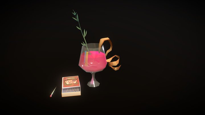 Wineglass And Matches 3D Model