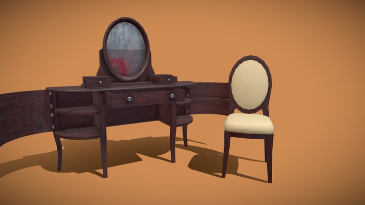 Dressing Table (RIGGED) 3D Model