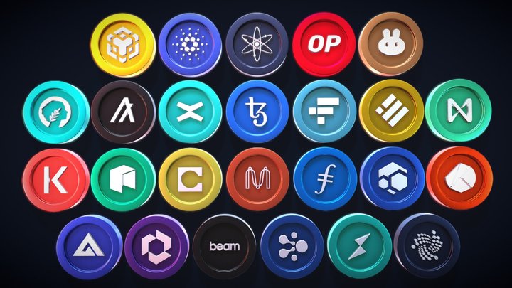 25 Realistic 3D Cryptos Pack 3/4 3D Model