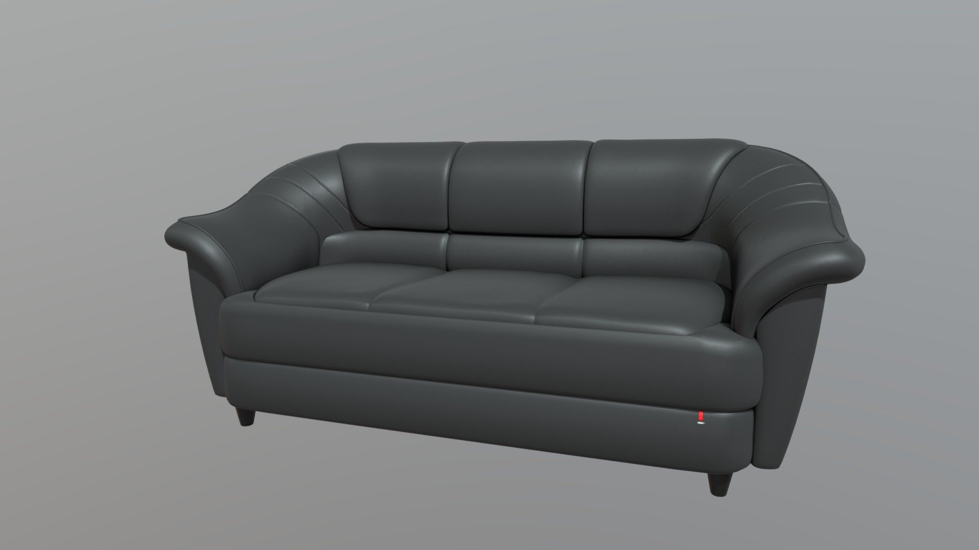 Berry 3 Seater Sofa in Eerie Black Colour - 3D model by HarishMarkanti ...