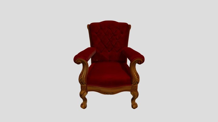 Classic Victorian Wooden Armchair – Red Velvet