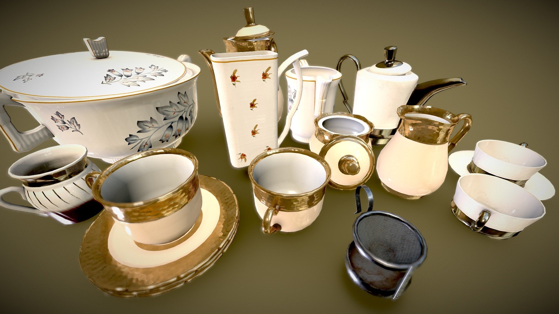 Set of dishes 1960 - Buy Royalty Free 3D model by PROKOP (@davidgulla ...