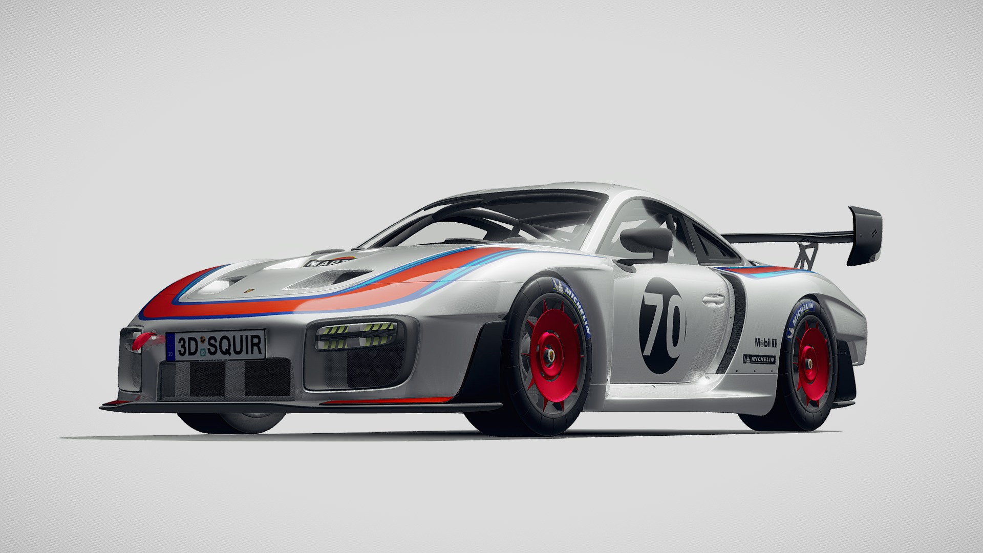 3D model Porsche 935 2019 MobyDick - This is a 3D model of the Porsche 935 2019 MobyDick. The 3D model is about a white and red sports car.