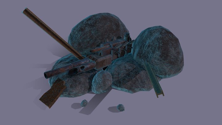 Ruine de Vieux Canon Viking Sci Fi 3D Model