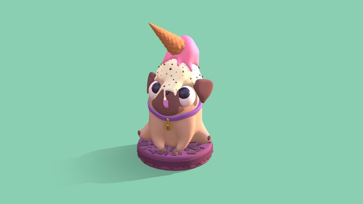 Ice cream pug 3D Model