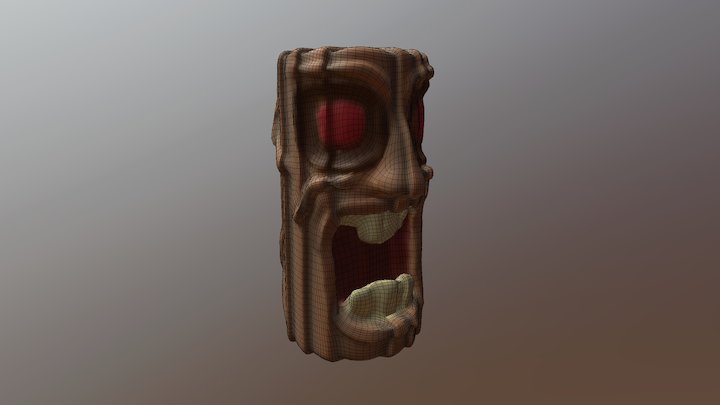 Low Poly Bucktooth Totem 3D Model
