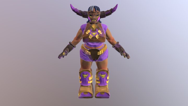 Vilaine en carton avec son masque 3D Model